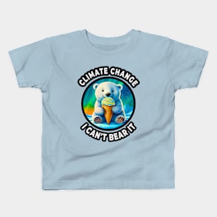 ❄️ Cute Polar Bear Cub on Ice, Licking an Ice Cream Cone Kids T-Shirt